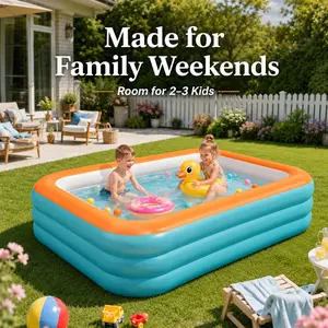 Large Inflatable Swimming Pool for Adults, Indoor Outdoor Use, 120x68x27 Inches, Thickened 4-Layer Design, Backyard Garden Fun