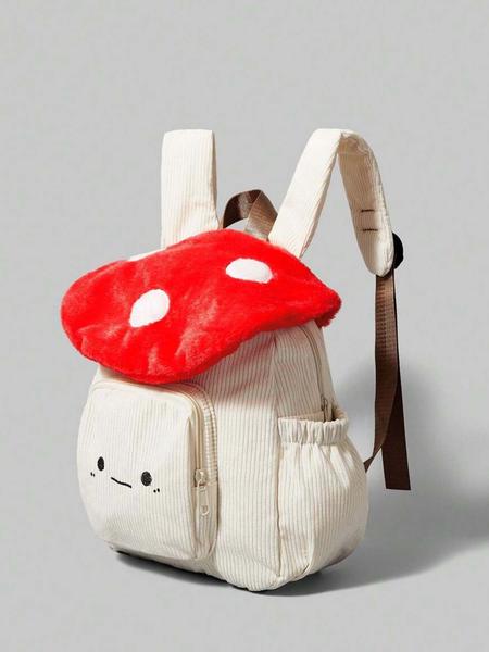 Niche cartoon mushroom top creative design bag, fashionable and casual trendy versatile, cute and soft fun schoolbag, three-dimensional mushroom small backpack, versatile and suitable for daily travel, shopping, etc.