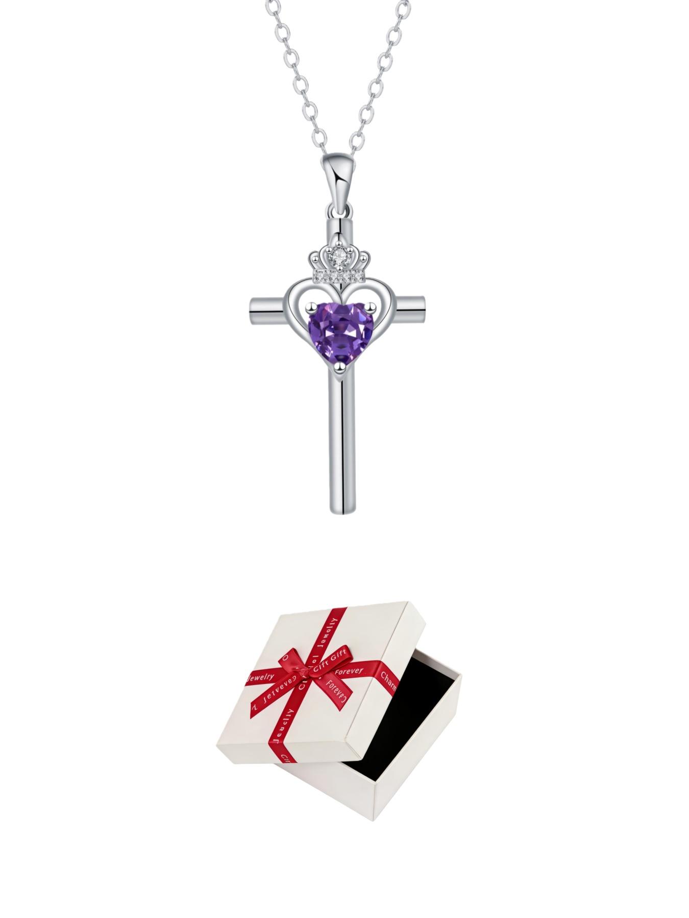 Triangle Pact · Dark Pattern Diamond Original niche Celtic knot vintage gem & diamond necklace with purple preserved rose gift box. Perfect for birthdays, Mother's Day, Valentine's Day and all festive gifting.