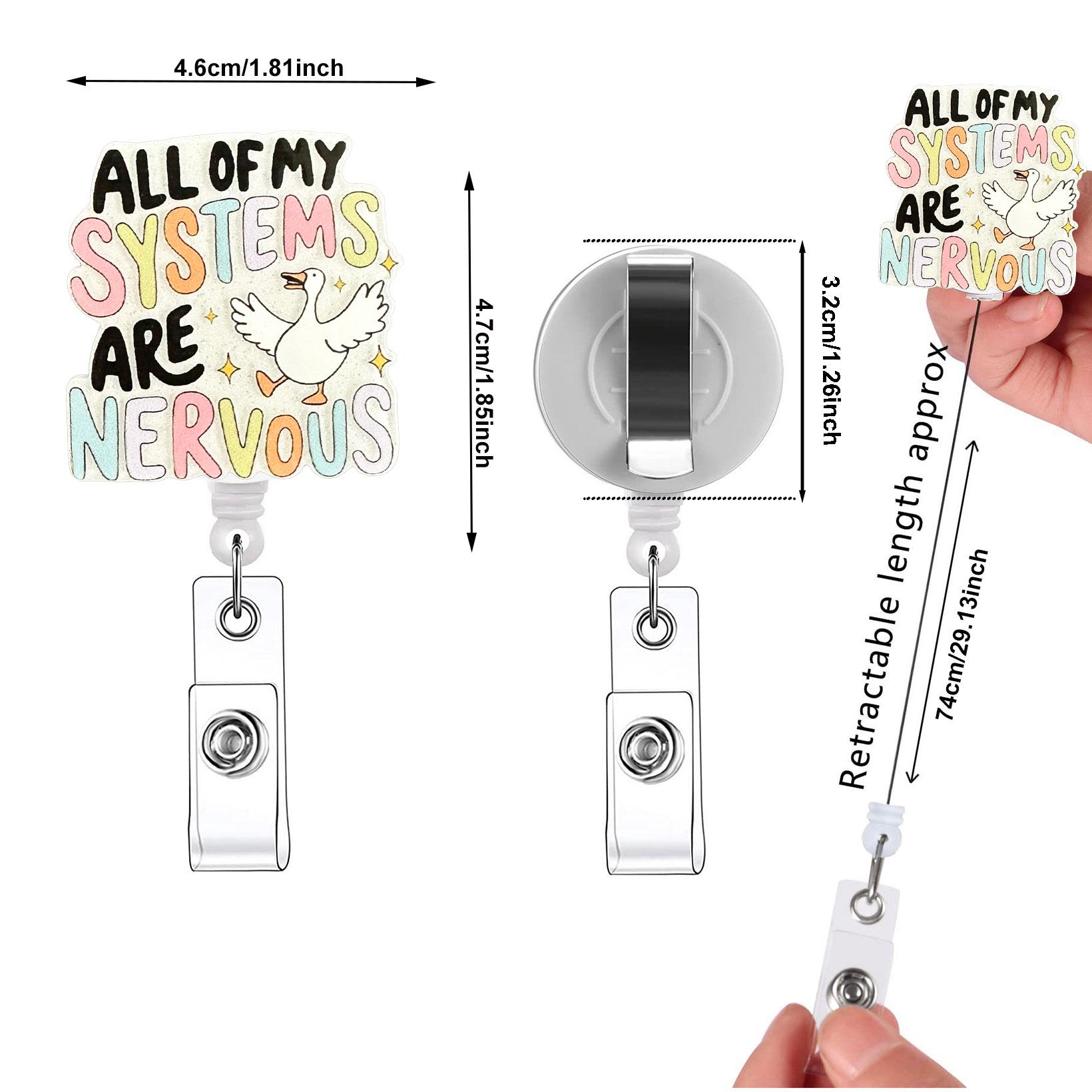Funny Retractable Badge Reel, Acrylic ID Holder with Clip, Ideal for Nurses, Doctors, Students, Office Staff, Durable Design, Nursing Student Badge Reel, Medical Badge Reel, Badge Reels Retractable