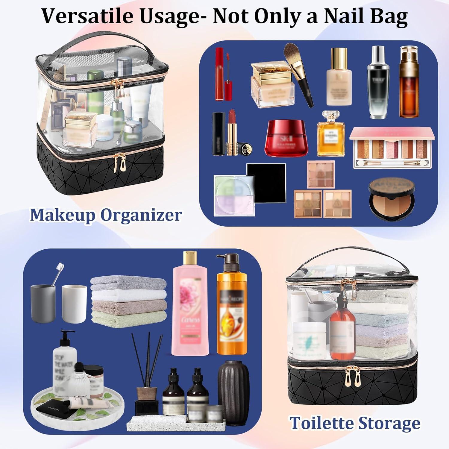 Transparent Nail Polish Storage Box Holds 60 Bottles (15ML), Dual Layer Manicure Organizer, Makeup Organizer Box, Halloween Christmas Gift