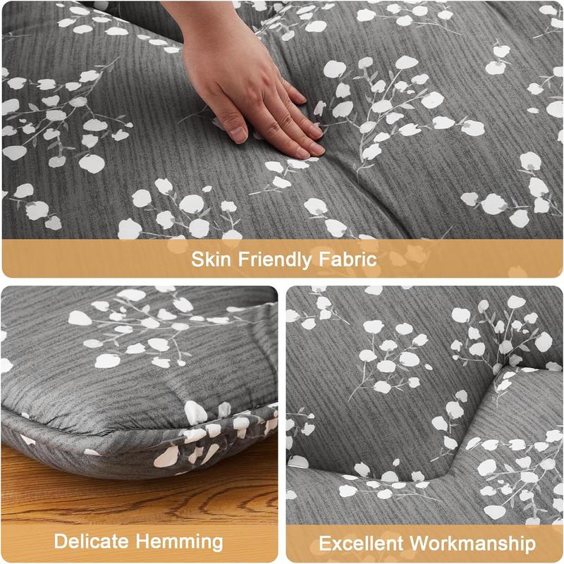 Floral Pattern Japanese Futon Mattress for Adults, Twin Full Size Futon Mattress for Guest Room Kids Room, Sleeping Mattress for Floor Roll Up Camping Mattress