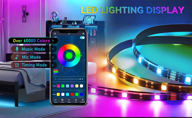 FUSOU RGB Light Bed Frame with Charging Station, Metal LED Platform Bed with Headboard,[FRAME ONLY NO MATTRESS] Storage Space Under Bed, Brightness Adjustable, Heavy Duty, No Box Spring Needed, Black Twin size, Full Size, Queen Size