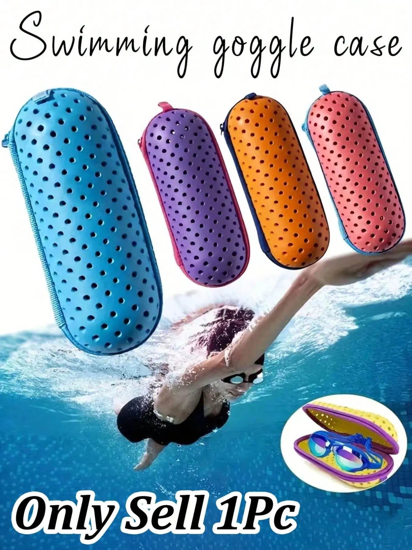 Silicone Swimming Goggles Case, Fashionable Goggle Storage Bag, Zipper Goggle Box, Lightweight Portable Breathable Shockproof Training Gear