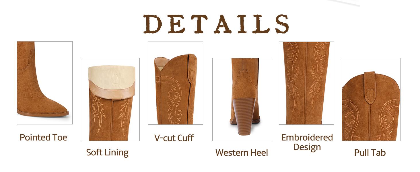 Wetkiss series Women's Western Knee High Cowboy Cowgirl Embroidered Chunky Block Heel Pointed Toes Boots,Women's Shoes,Women's Boots  Footwear #TikTokShopStockUp