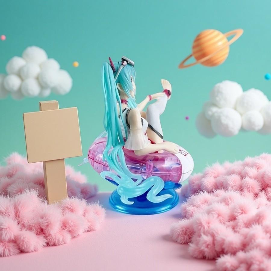 Miku Princess Pool Float, Initial D Miku Anime Figure, Party Accessory, Desktop Decoration, Collectible Model