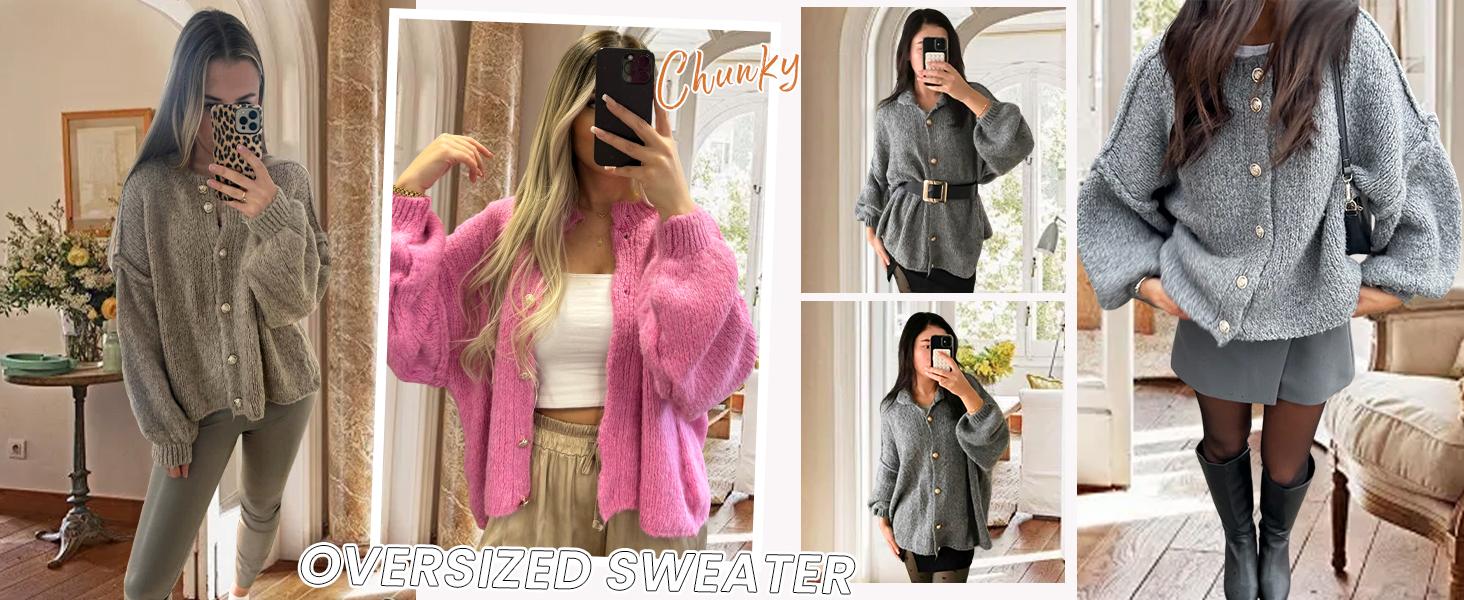 SCUSTY Womens Cardigan Sweaters Casual Lightweight Long Sleeve Button Up Knit Oversized 2026 Fall Outwear