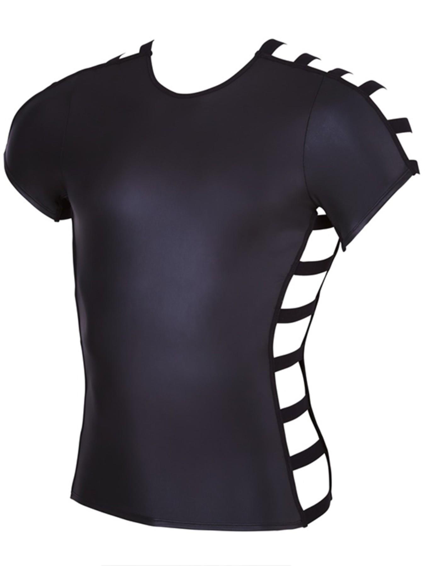 Men's Motorcycle Style Slim Fit Short Sleeve Top, European and American Fashion, Stage Bar Performance Wear, Trendy Men's Clothing