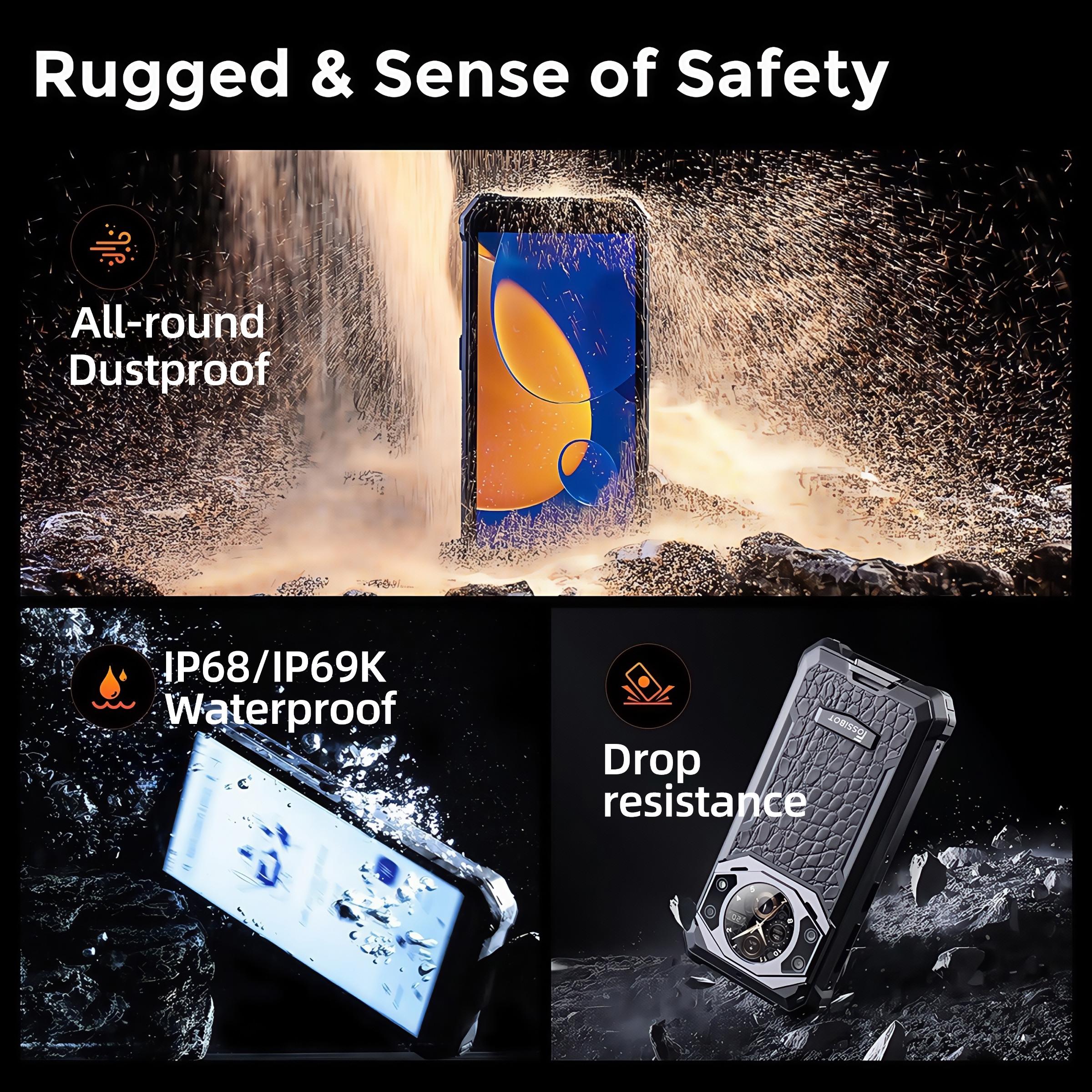 FOSSIBOT F101Pro Rugged Smartphone, 10600mAh Battery Cell Phone, 5.45" Screen, 8GB+7GB RAM, 128GB ROM, 24MP Camera, IP68 Waterproof, Drop-resistance 4G Smart Phone, Cool Gadgets for Men