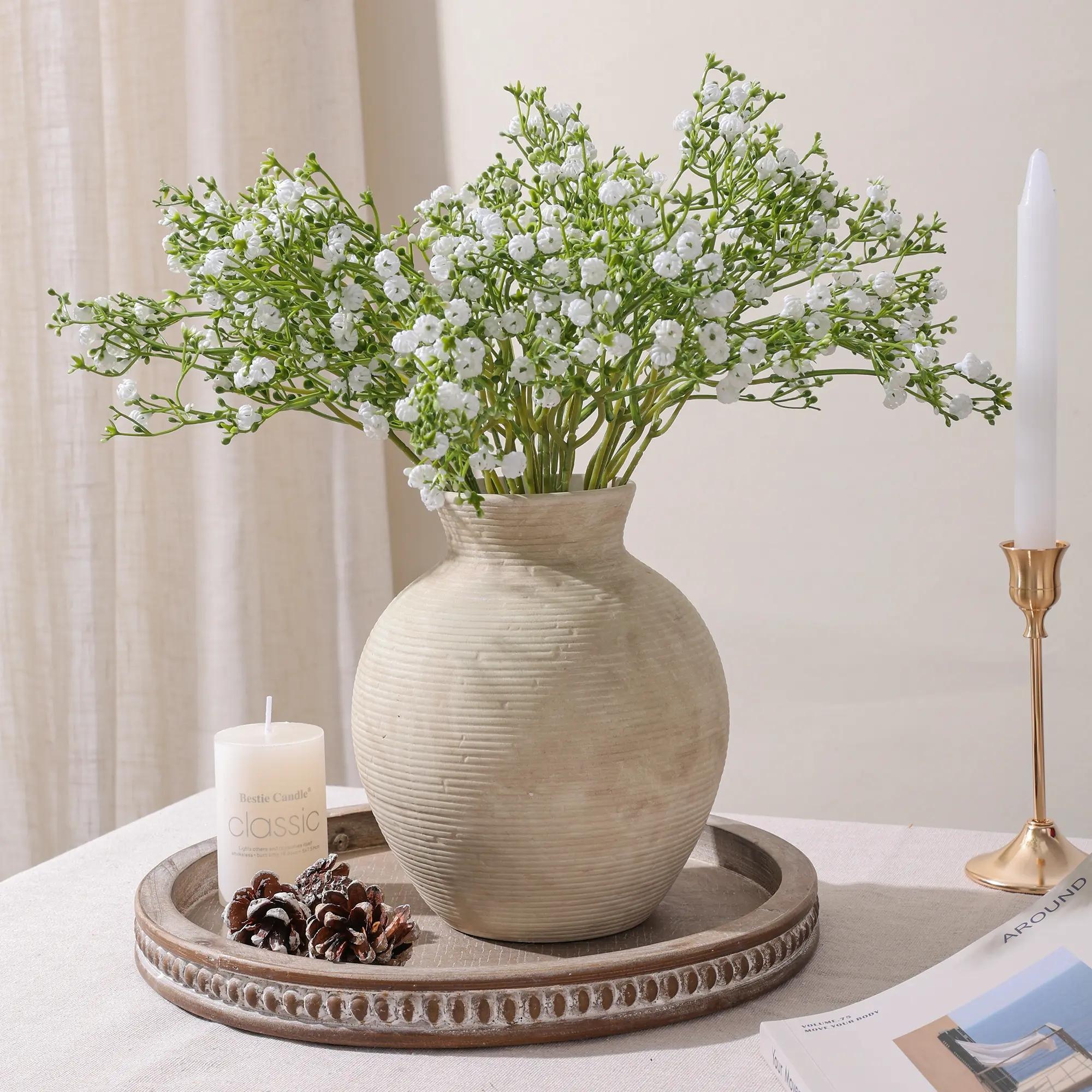 Ceramic Flower Vase Home Decor, 7.4 in Farmhouse Table Vases Rustic Vintage Living Room Kitchen Bedroom Decoration Pottery Decorative Vases for Flowers House Shelf Office Desk Dining Entryway, Retro, Flower Vases for Centerpieces