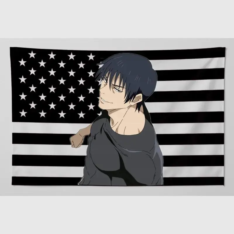 Toji Anime Meme American Flag Tapestry, 40x30in (102cmx76cm) Full-Printed Cotton Decorative Wall Decor, Hand-Washable Indoor-Outdoor USA Banner, Light Home Accent for Anime Fans