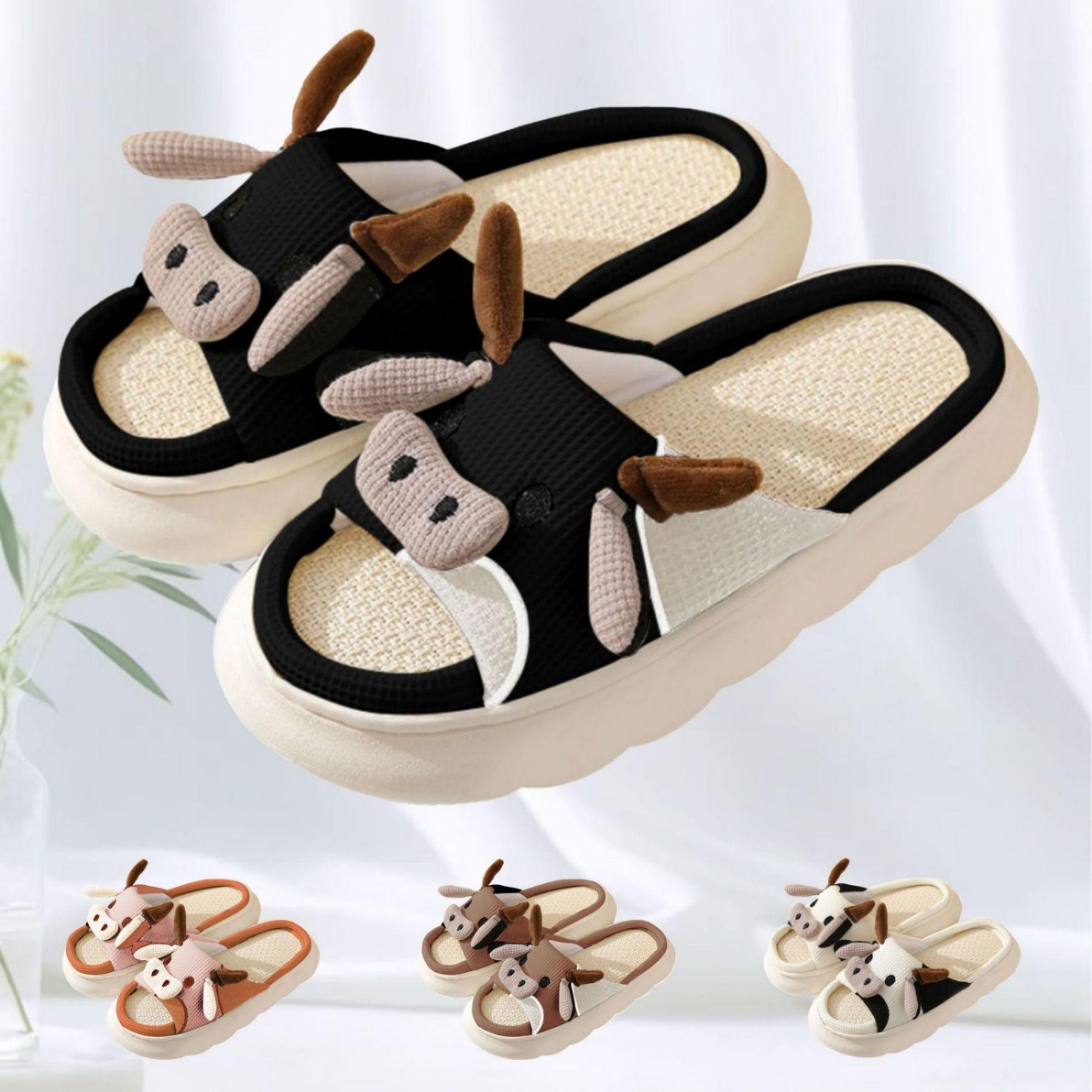 Cartoon Animal Shape Slippers, Womens Four Seasons Home Linen Slippers，Winter Warm Shoes Springfresh
