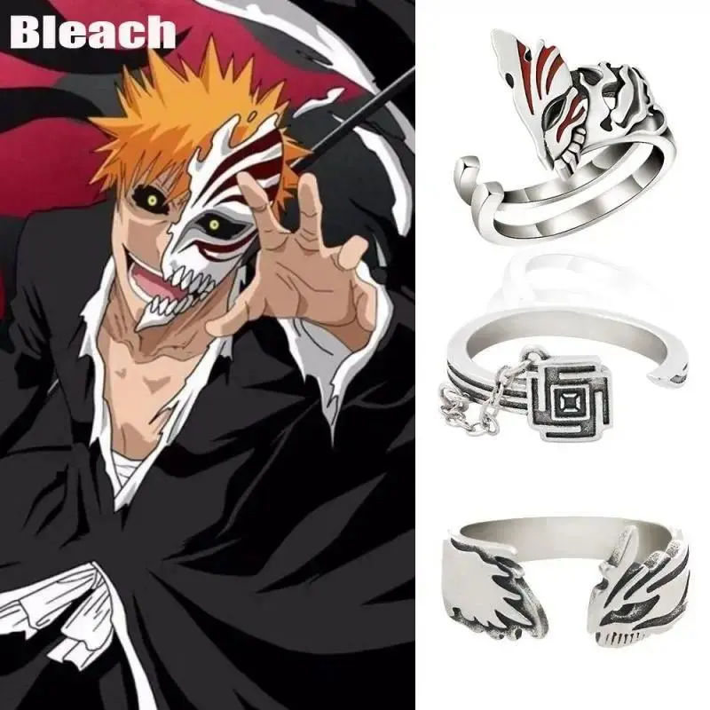 2026 New hot item Anime BLEACH Kurosaki Ichigo Rings Cosplay Props Jewelry Accessory Unisex Couple Lover Custom trend Ring Party Gift