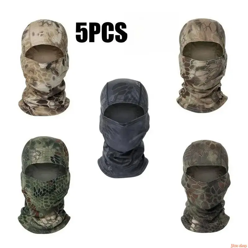 5‑Pack Camouflage Balaclava Ski Mask Tactical Synthetic Face Cover Adjustable UV Protective Polyester Head Gear For Men And Women For Climbing Motorcycle Riding And Multiple Outdoor Sports Activities tiktokshopbacktoschool