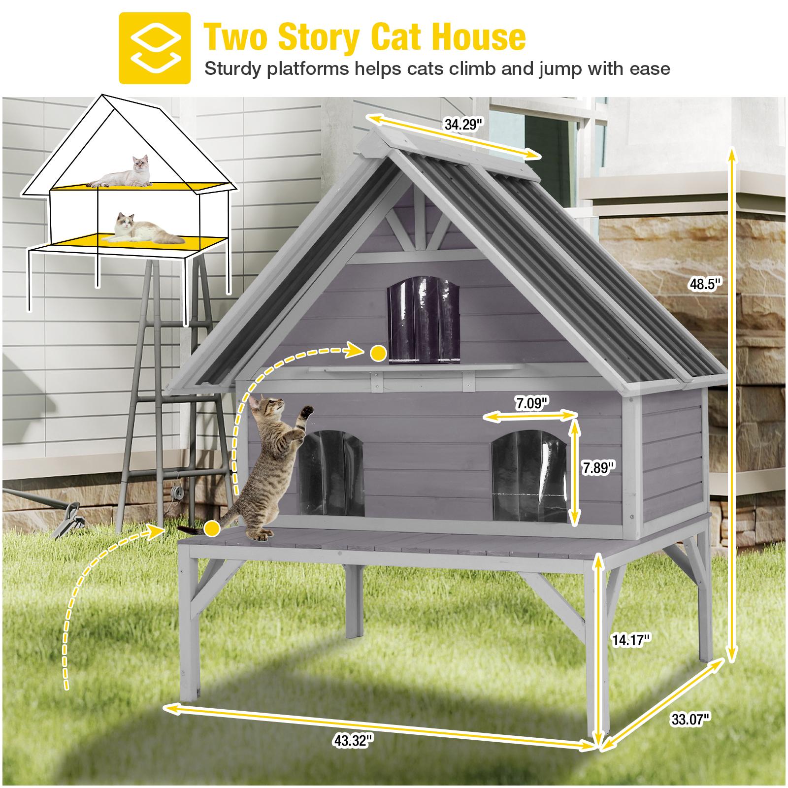 Aivituvin-AIR7034-IN-HP Heated Wooden Cat House with Insulation | Waterproof Roof Aivituvin-AIR7034-IN-HP Heated Wooden Cat House with Insulation | Waterproof Roof