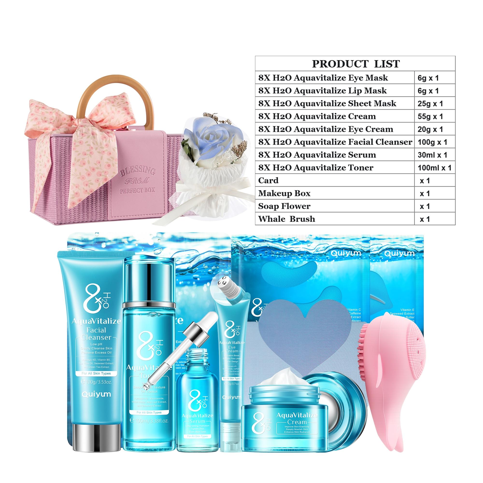 Quyim 8X H2O AquaVitalize Skincare Set, 11-in-1 Skincare Gift Set
