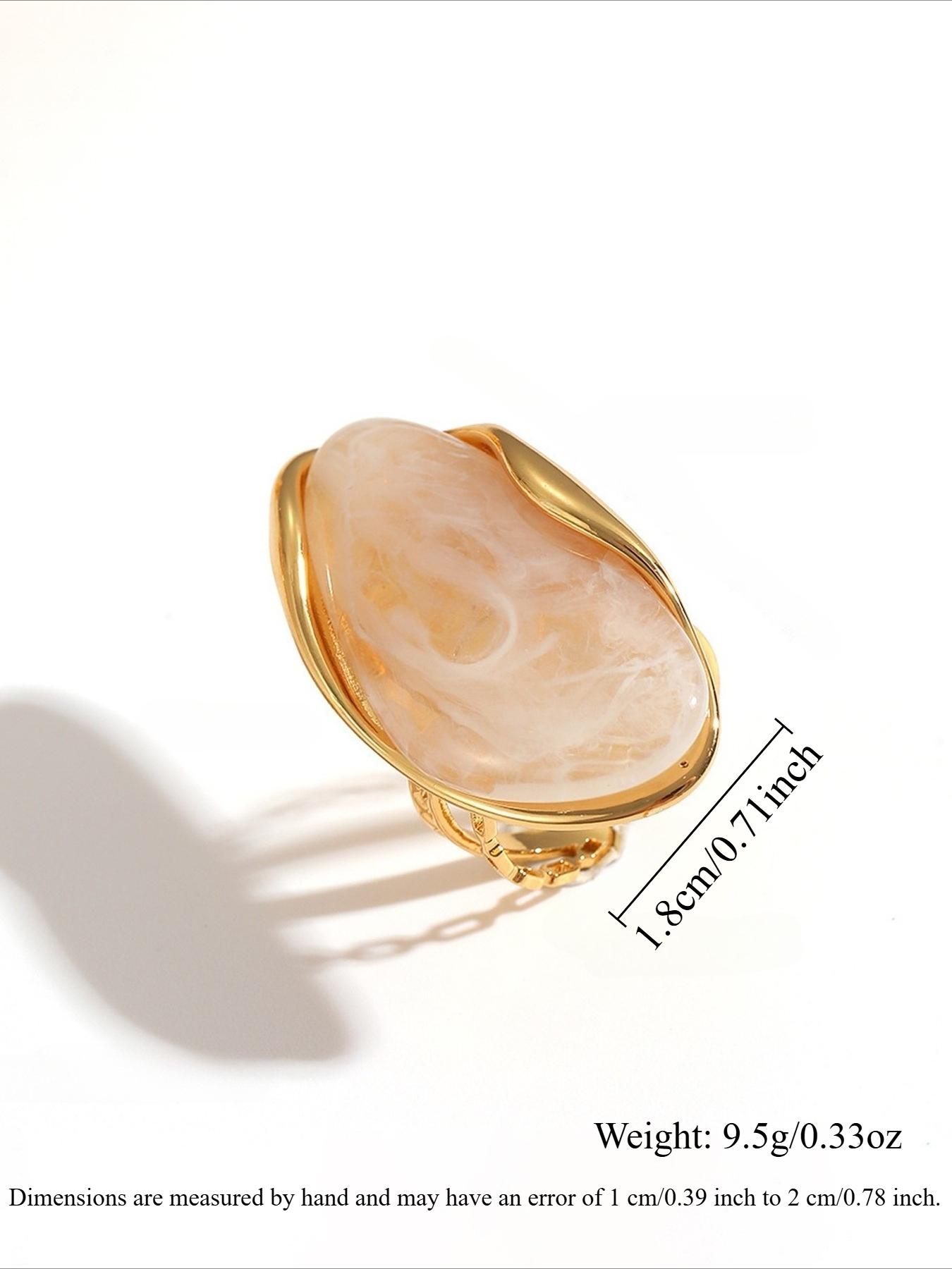 Vintage Marbled Resin Stainless Steel Adjustable Ring, Simple Elegance Women's Daily Versatile Gift, Stylish and Precise Jewelry