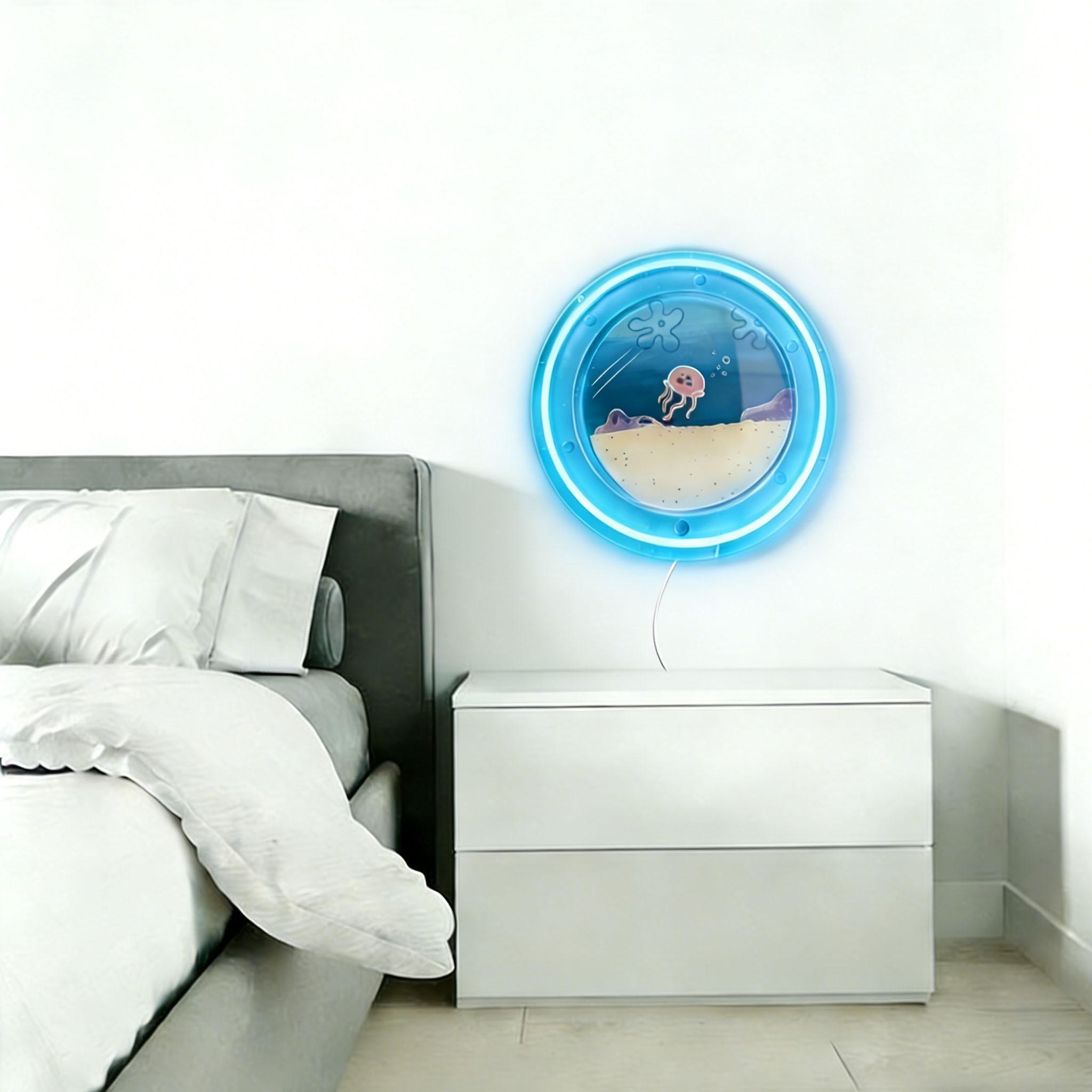 Acrylic Jellyfish Neon Light, Wall-Mounted Adjustable USB Lighting, Perfect for Kids Room, Gaming Room, Birthday Gift, Halloween, Christmas