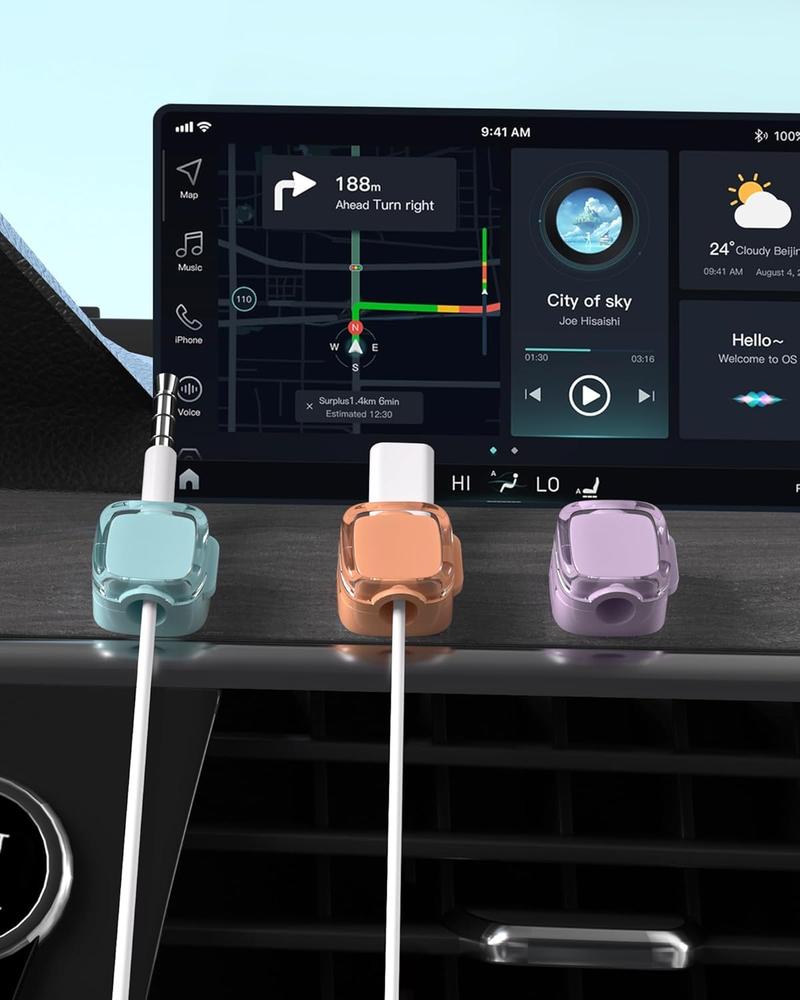 Magnetic Cord Organizer 6 Pack, Powerful Adhesive Cable Management Clips for Desktop & Wall, Under Desk Cord Organizer for Home Office, Magnetic Cable Holder to Prevent Tangling, Essential Tech Desk Accessories