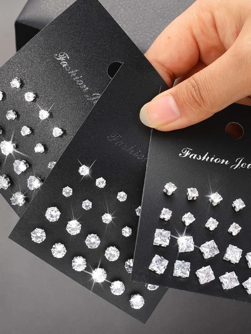 Rhinestone Decorated Stud Earrings Set, Fashionable Jewelry for Women & Men, Trendy All-match & Exquisite Jewelry for Birthday Gift, Ear Studs