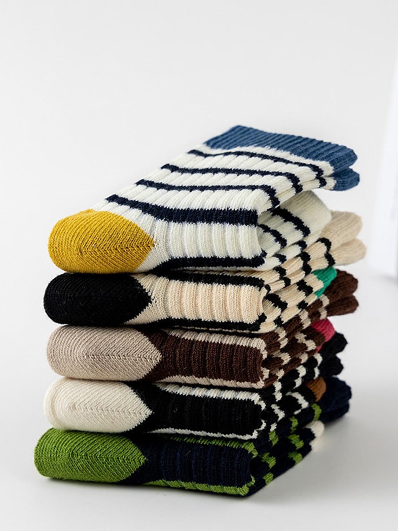 5 Pairs Kids Colorblock Striped Mid-Calf Socks, Comfortable Breathable Unisex Socks, Casual Sports Socks for Daily Wear 5 Pairs Kids Colorblock Striped Mid-Calf Socks, Comfortable Breathable Unisex Socks, Casual Sports Socks for Daily Wear