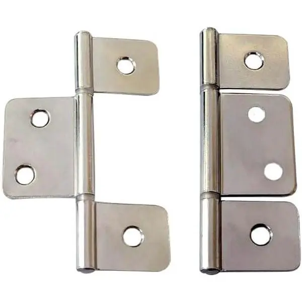 Flag Three Leaf 3-1/2" Bifold Shutter Hinge for Non-Mortise Cabinet Hardware, Nickel,  Taiwan, 2 Pack