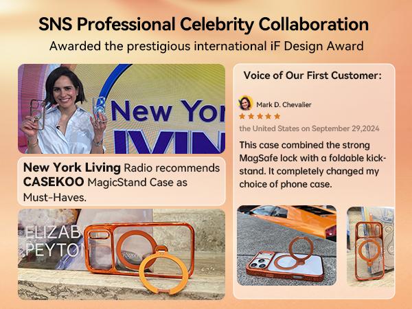 CASEKOO Cosmic Orange iPhone 17 Pro Max Case with 360 Spin Magnetic Stand [Fit for MagSafe][17FT Military Protection] Slim Polished for iPhone 17 Pro Max Case with Stand 6.9'', Cosmic Orange