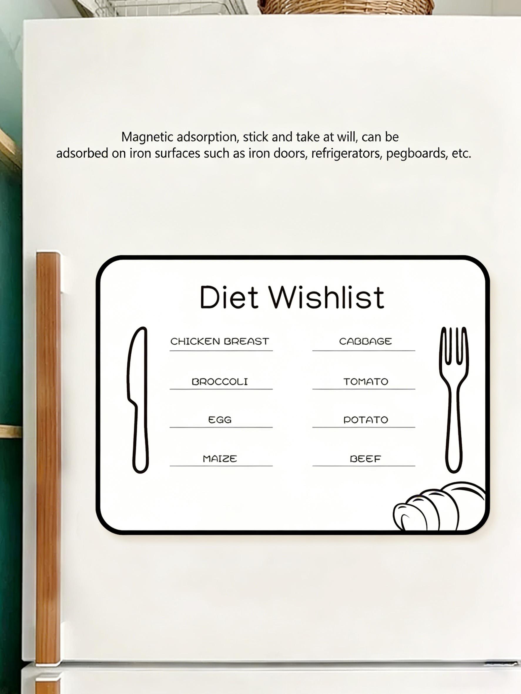 Magnetic Fridge Whiteboard Menu, Daily Shopping List Notebook, Durable Easy Clean, Strong Magnet, Perfect for Recipes Grocery Notes