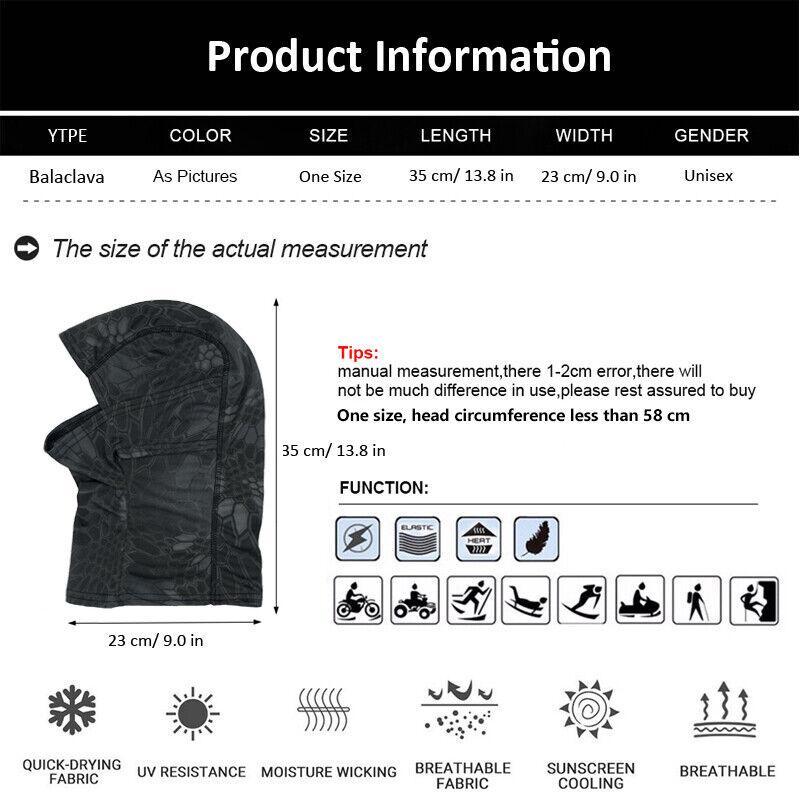 5-Piece Camouflage Tactical Balaclava Set | UV Protection, Cooling Face Mask & Neck Gaiter | Unisex for Motorcycle, Fishing, Hiking | Breathable, Windproof Outdoor Sports Gear Versatile 5-Piece Camouflage Tactical Balaclava Set | UV Protection, Cooling Face Mask & Neck Gaiter | Unisex for Motorcycle, Fishing, Hiking | Breathable, Windproof Outdoor Sports Gear Versatile