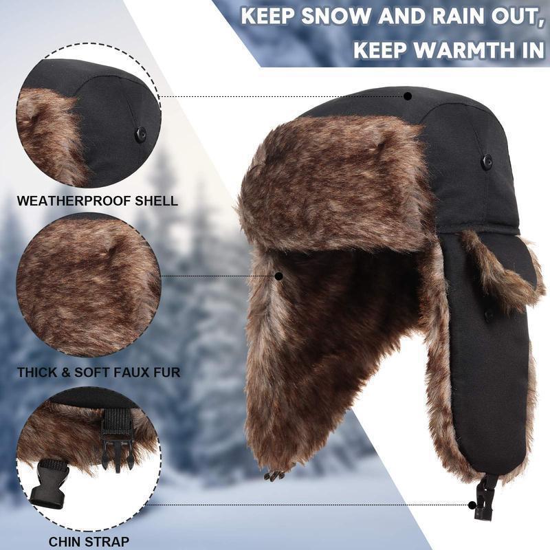 Winter Blizzard Cold-Proof Classic Style Hunting Trapper Hat Warm Ear Protection Ultimate Warmth Riding Hat Windproof Winter Skiing Cap russian hats
