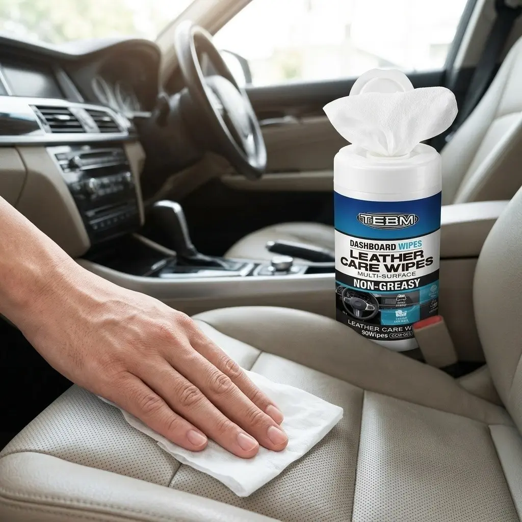 3-In-1 Car Seat Leather Wipes, Clean Nourish Protect, Alcohol-Free Wipes for Automotive Interior Leather Surfaces, Leather Care Wet Wipes