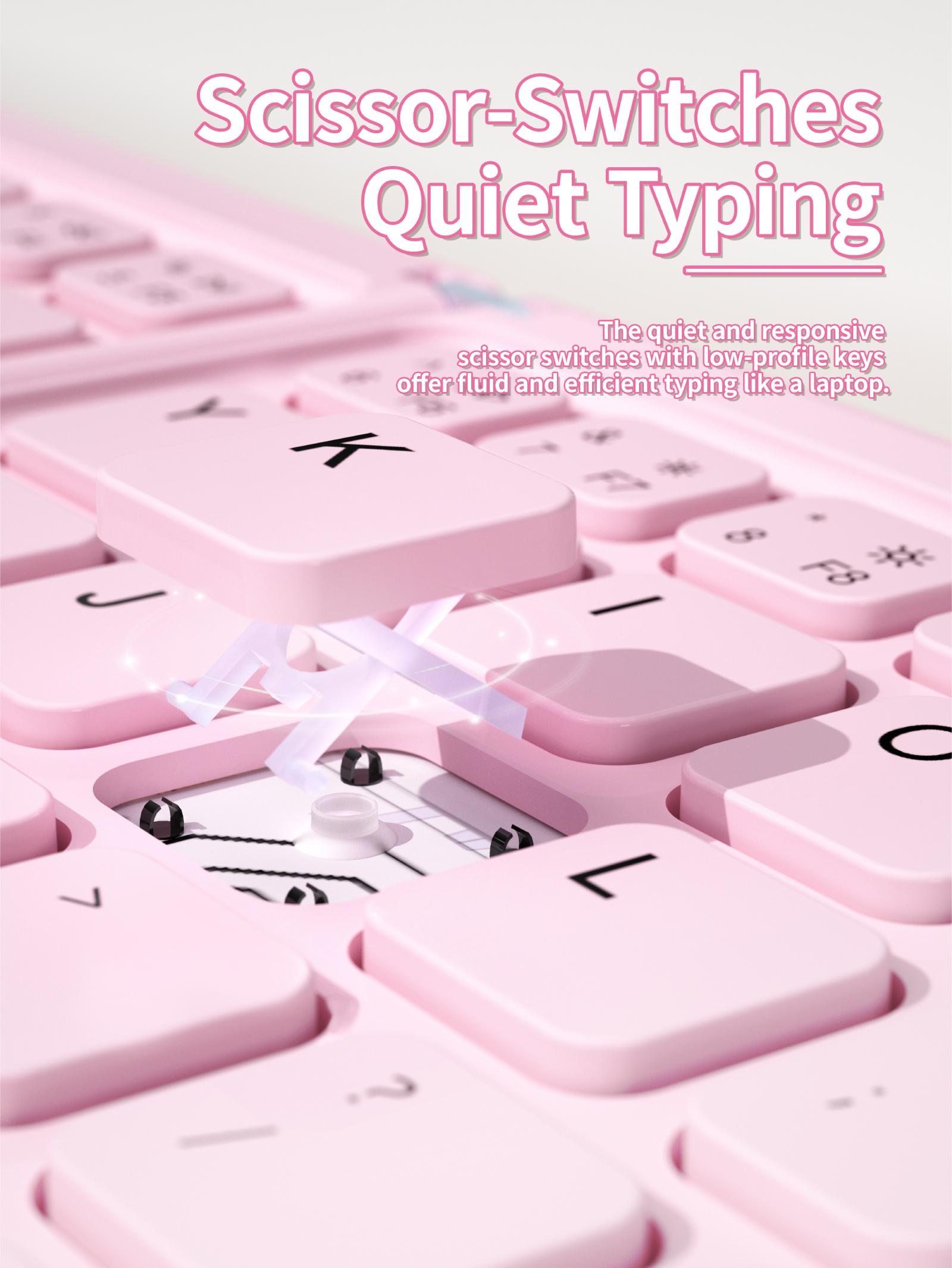 MOFii 1 Pc Z1 Pink Cat Foldable Bluetooth Keyboard, Rechargeable Portable Office Keyboard, Cute iPad Tablet Essential for Girls, US Qwerty