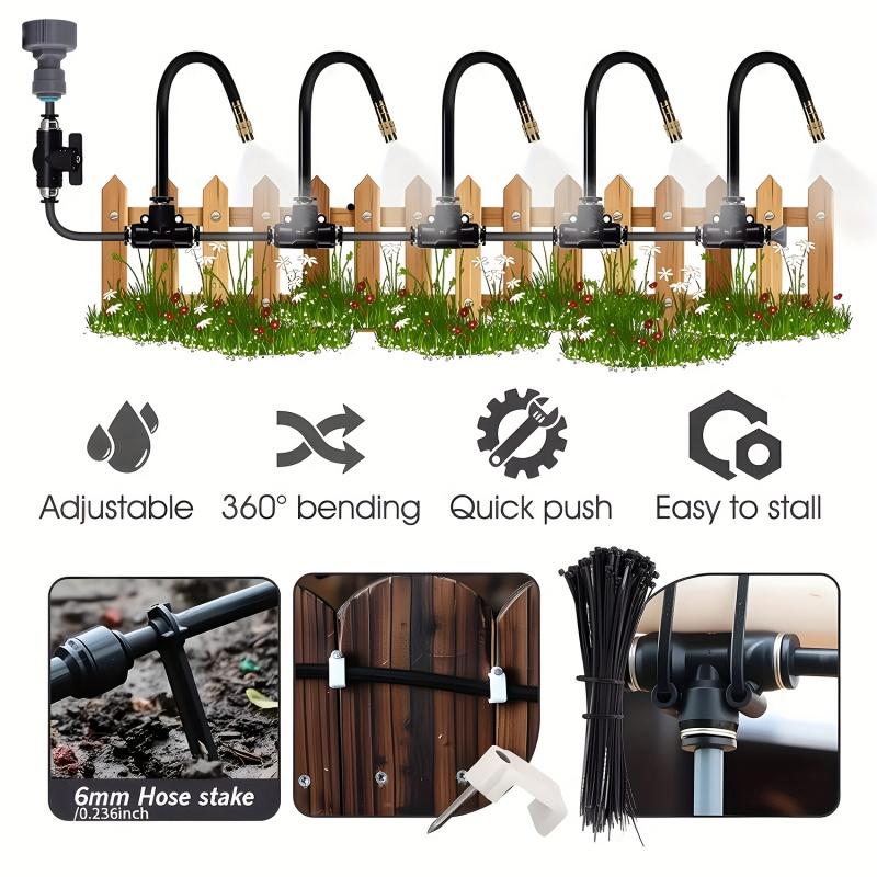 5-30m 1/4 inch 4/6mm garden spray cooling system 360 free bending atomizing nozzle adjustable atomizing sprayer outdoor watering kit