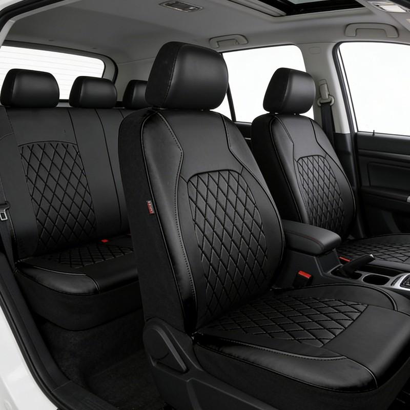 Universal Deluxe Pu Luxury Vinyl Faux Leather Car Seat Covers Full Set, Airbag Compatible, Breathable, Fit for Cars, Trucks, SUV