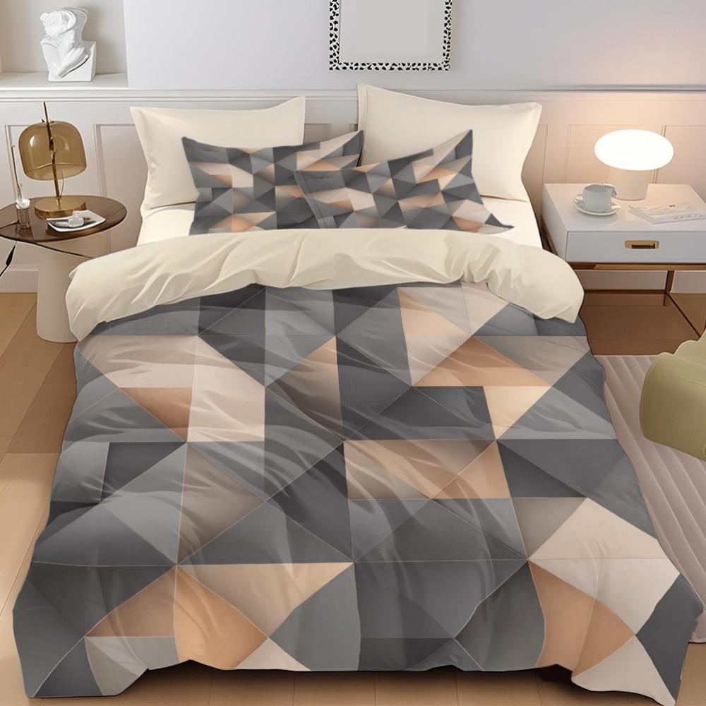 Geometric Pattern Bedding Set, Modern Bedding Set, Including 1 Count Bedspread & Pillowcase without Filler, Soft Comfortable Bedding Set for Home Bedroom
