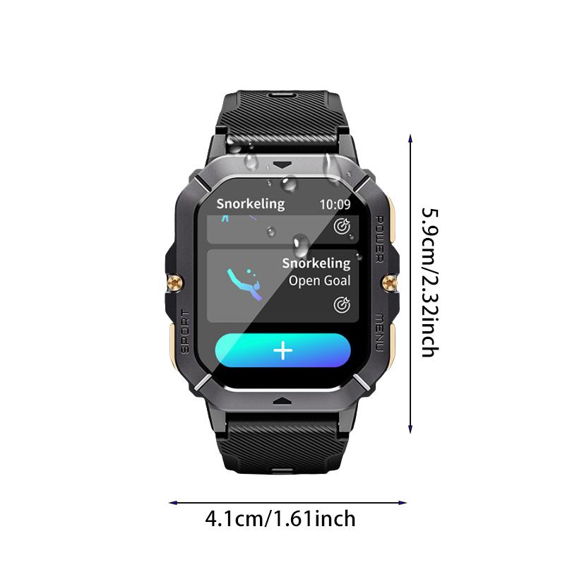 Men's Wearable Smart Watch C28: 2.02 inches, military design, supports calls, 5 ATM water resistance, can monitor heart rate/blood oxygen/sleep/step count, over 100 sports modes, compatible with Android/iOS systems