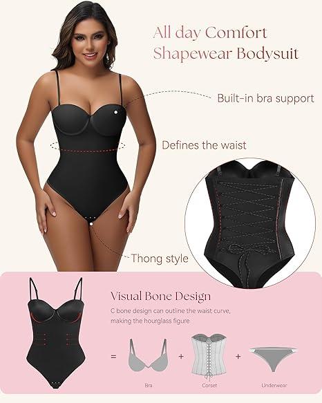 M MYODRESS Backless Body Shapewear For Women  Sexy Back Lace-up SeamlessTummy Control Bodysuit with Removable shoulder strap High Waist Shaping Bbl Shaper