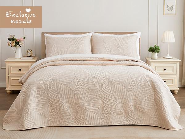 Exclusivo Mezcla Quilt Bedding Set, Lightweight Quilts for All Seasons, Soft Microfiber Bedspreads Coverlets Bed Cover with Leaf Pattern Exclusivo Mezcla Quilt Bedding Set, Lightweight Quilts for All Seasons, Soft Microfiber Bedspreads Coverlets Bed Cover with Leaf Pattern