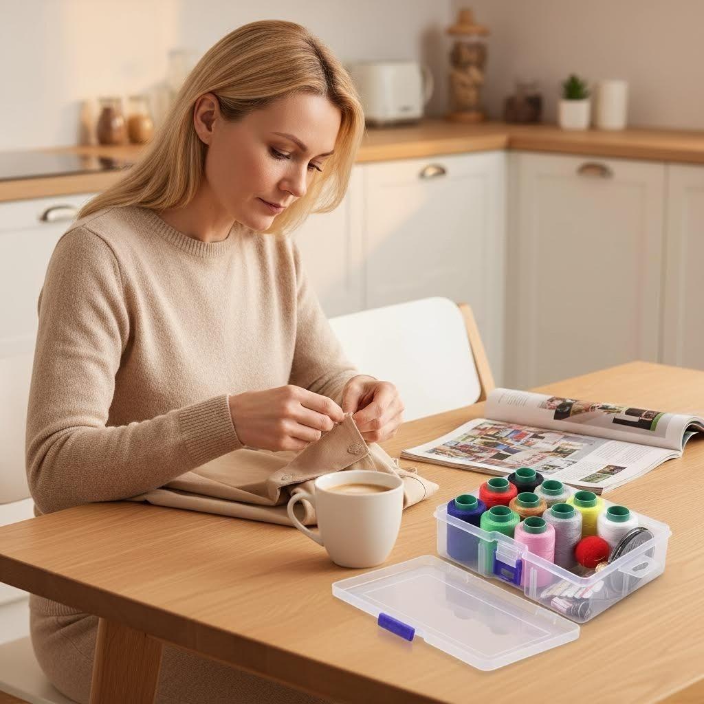 Home Sewing Needle Threader Set, Practical Household Stitch Kit, Portable Dormitory Storage Box, High-Quality Easy-To-Organize Case