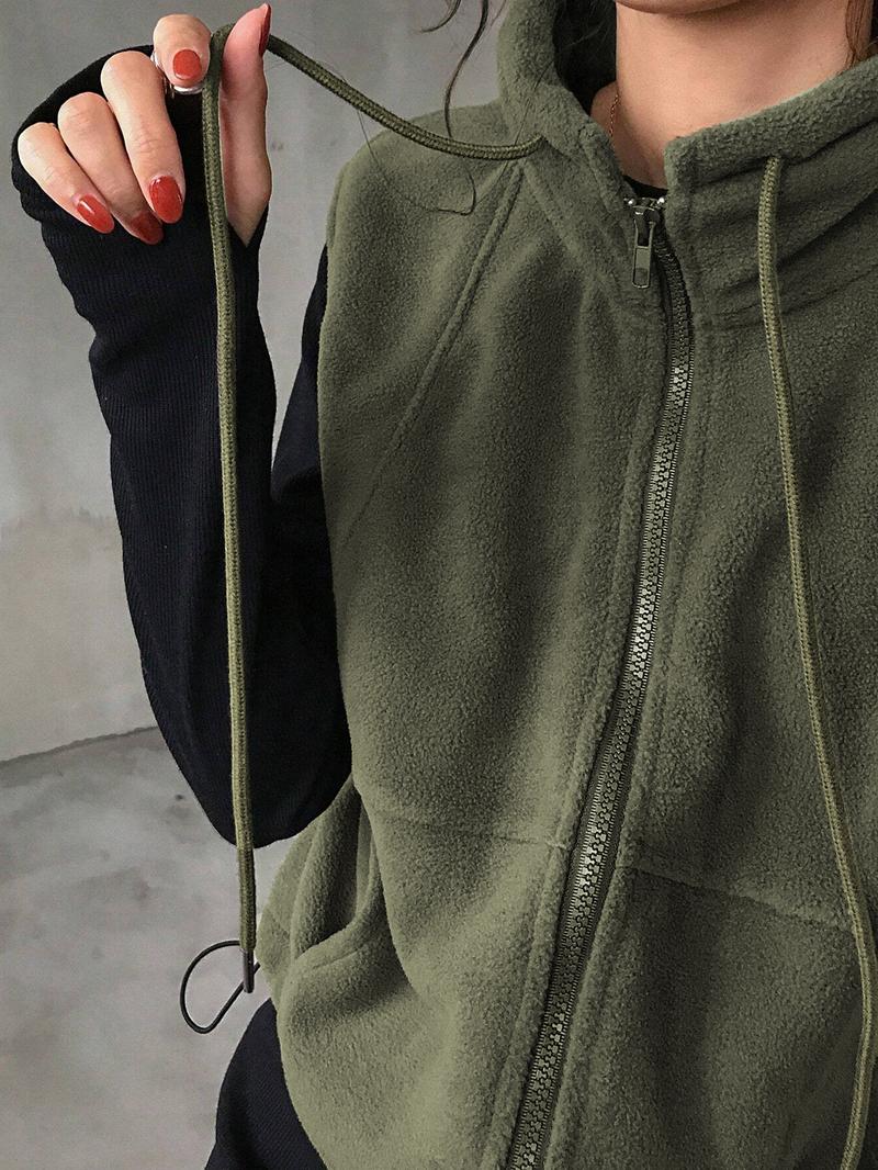Women's Zipper Fleece Vest, Casual Versatile, Perfect for Autumn Winter, Daily Wear, Street Style, Comfortable and Stylish