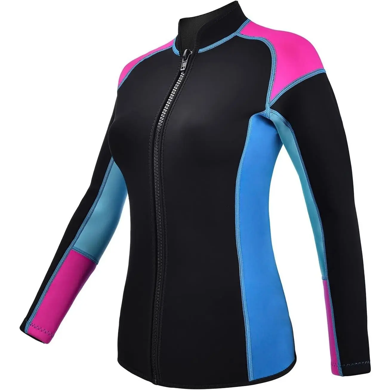 2mm Neoprene Long Sleeve Wetsuit Top Jacket with Front Zipper, Keep Warm Wetsuit Vest for Men Women Adult Youth, Ideal for Diving Surfing Swimming Water Sports