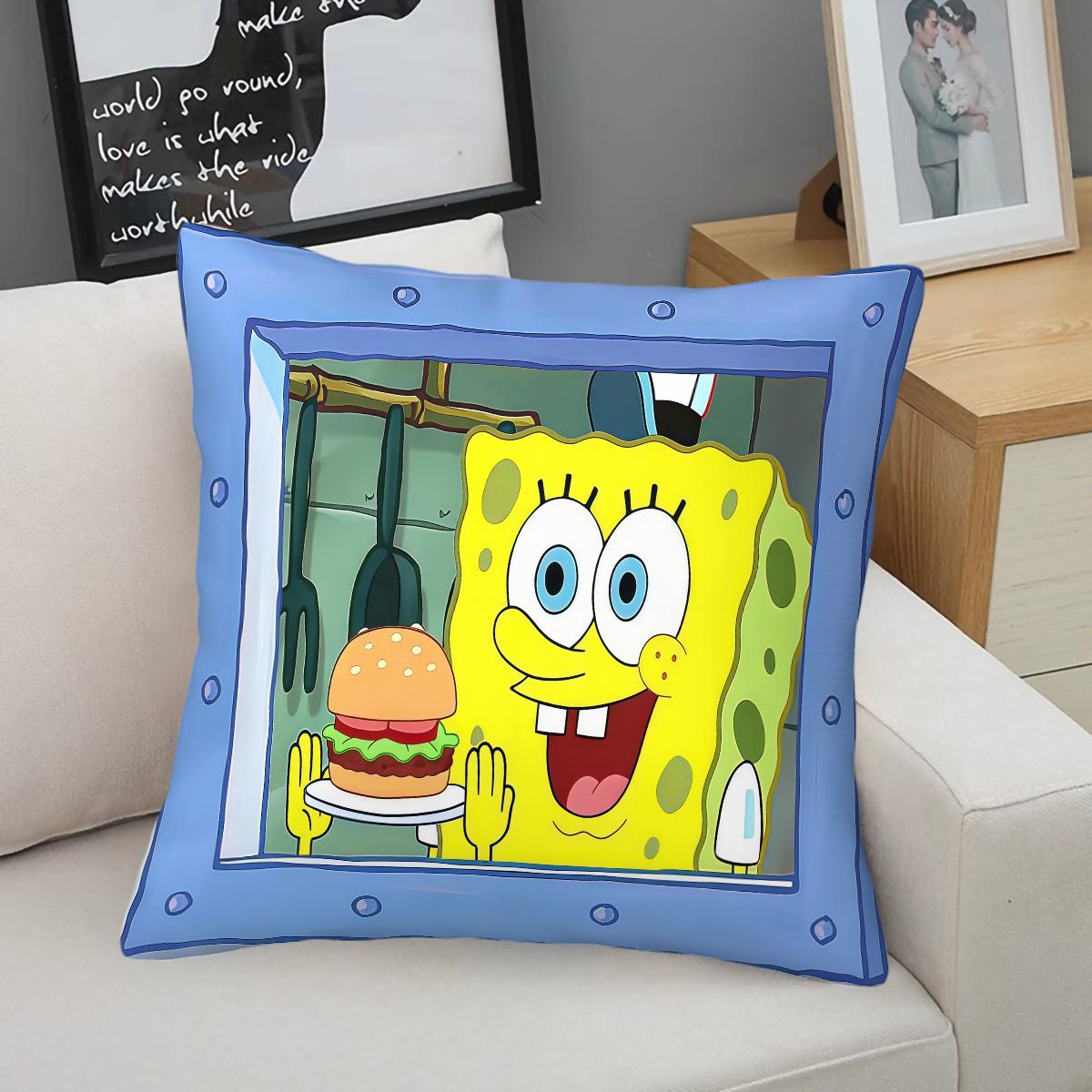 Spongebob Squarepants Pattern Pillow, Soft and Comfortable Printed Design, Multiple Patterns Available, Perfect Gift for Kids and Adults