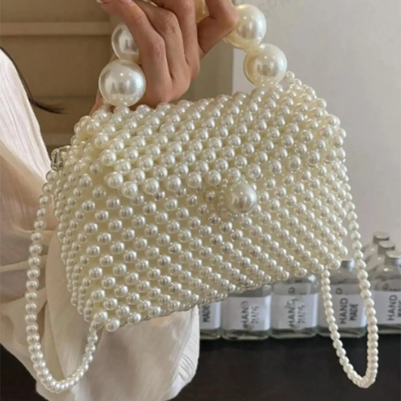 Women's Elegant Pearl Decorated Crossbody Bag, Fashionable Minimalist Shoulder Bag for Daily Used, Casual Trendy Versatile High-quality Daily Commuting Bag