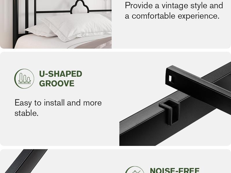 MUTICOR 14in Metal Platform Bed Frame,Vintage Iron-Art Headboard【Frame Only No Mattress】Metal Slats Support Bed Base for Storage,No Box Spring Needed,Full/King/Queen Size Bed Frame#TikTokShopBlackFriday #ChristmasGifts