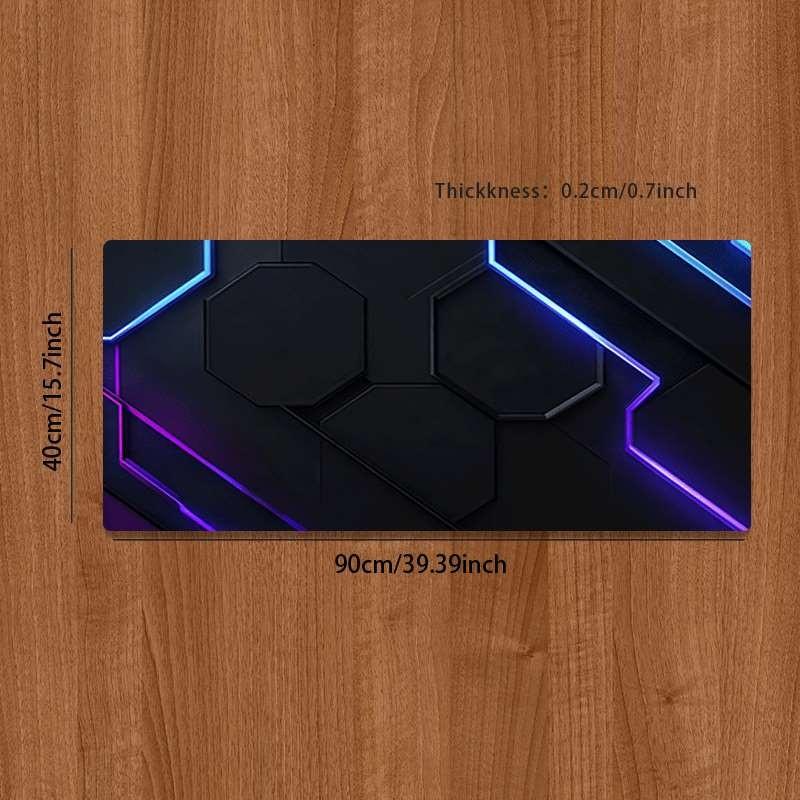 Durable Large Anti-Slip Rubber Mouse Pad, Blue Hexagonal Design, Gaming Office Desk Mat, Perfect Holiday Gift