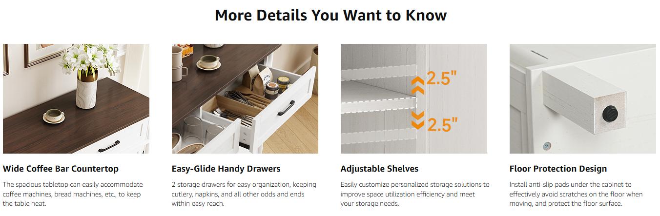 【SPOTLIGHT DAY】ONBRILL 47.2" Large Buffet Cabinet Sideboard With Drawers,Shelves And Doors, Living Room Furniture, Dining Room Furniture 【SPOTLIGHT DAY】ONBRILL 47.2" Large Buffet Cabinet Sideboard With Drawers,Shelves And Doors, Living Room Furniture, Dining Room Furniture