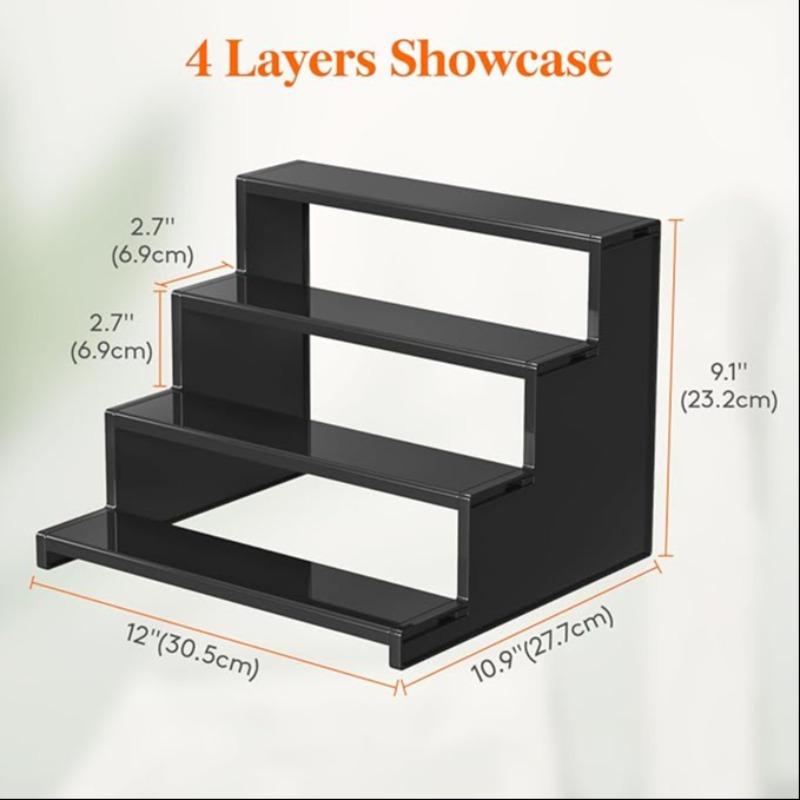 12 Inch Dark Cologne Perfume Rack, Step Style Organizer, Tool-Free Assembly, Display Shelf for Perfumes Skincare Decorations Desserts