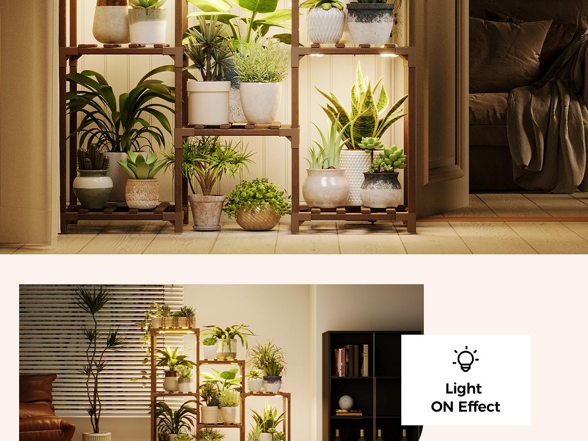 Bamworld Plant Stand with Grow Light Plant Shelf for Mutiple Pots 3 Tiers Ladder Plant Holder for Living Room Patio Boho Home Decor for Gardening Warm Light Led Bamworld Plant Stand with Grow Light Plant Shelf for Mutiple Pots 3 Tiers Ladder Plant Holder for Living Room Patio Boho Home Decor for Gardening Warm Light Led