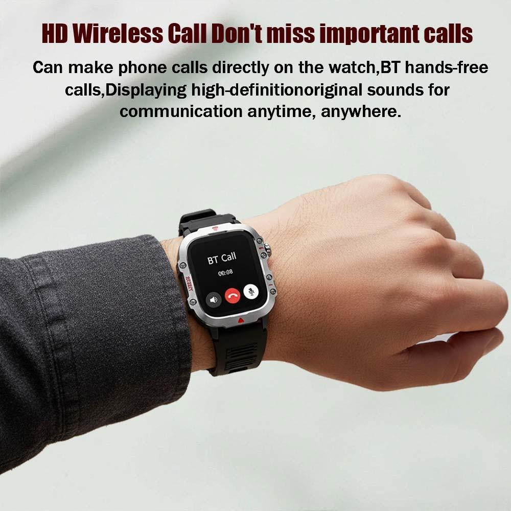 2.01 Inch Business Smart Watch Men Screen Wireless Calling/Dial Multi-Sport Modes Call & Message Alerts Custom Wallpaper LED Light Smartwatch Flashlight Compatible With IOS/Android
