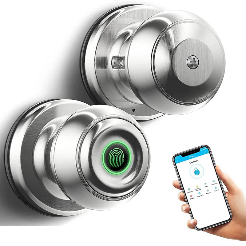 Valentine's Day Gift EUERTE Fingerprint Door Lock,Smart Fingerprint Door Knob with Lock,Biometric Door Lock with App Control & Key,Keyless Thumbprint Entry Door Lock for Bedroom,Front Door,Home,Apartment FathersDayGift